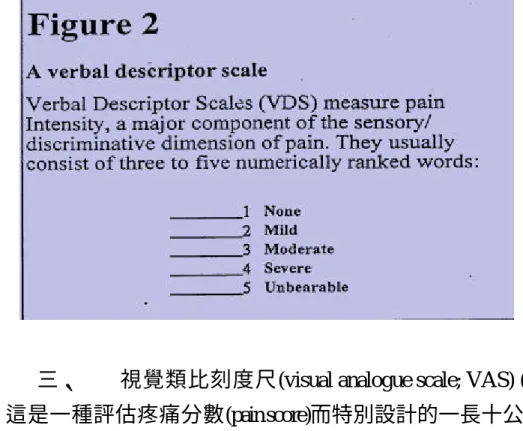 圖 2-2.  口語描述性刻度尺(verbal descriptor scale; VDS) 