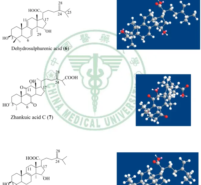 Fig. 1. Chemiacl structures of A. camphorata constituents 1-11 (continuous) 