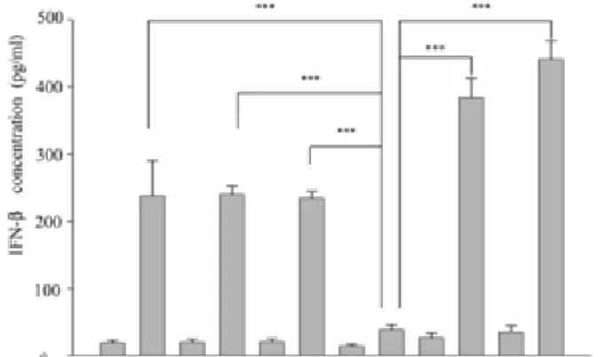 Figure 3. Poly(I:C)-mediated IFN-β secretion was inhibited by  src-specific siRNA, which could be reversed by ectopic Src
