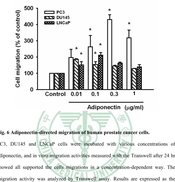 Fig. 6 Adiponectin-directed migration of human prostate cancer cells.   