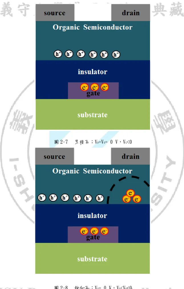圖 2-7  累積區；V D =V S = 0 V，V G <0 