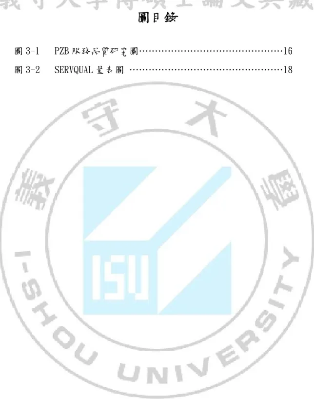 圖 3-1   PZB 服務品質研究圖………………………………………16  圖 3-2   SERVQUAL 量表圖 …………………………………………18 