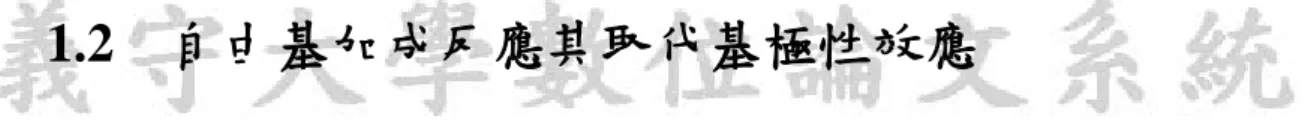表  1.2-1  Relative Rate in the Addition Reaction of t-Butyl Radical to 2-substituted  Allyl Chloride   