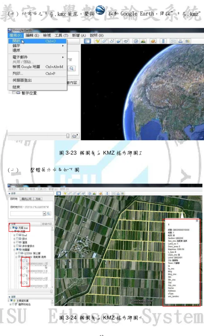 圖 3-23  轉圖層為 KMZ 檔步驟圖五 