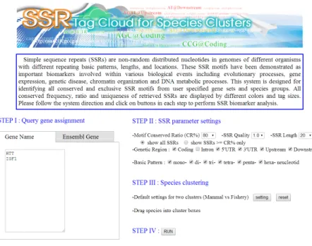 Figure 2. Interface of the SSR tag cloud web system. (http://ssrtc.cs.ntou.edu.tw/)