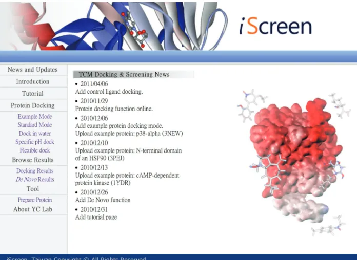Figure 3:  iScreen, the world’s first cloud computing web server for TCM drug screening and De Novo design