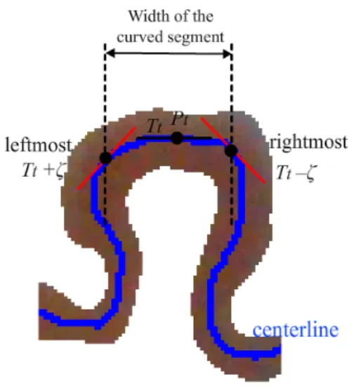 Fig. 9. The width of the curved segment of a capillary.