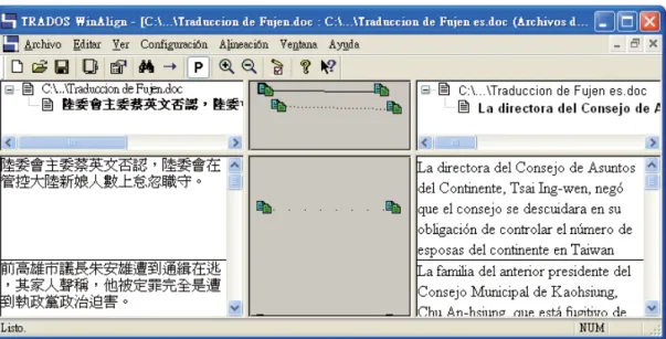 Figura 2   El editor de la alineación 