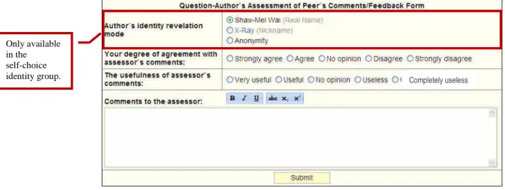 Figure 2. Author-to-assessor assessment form (for question-authors to communicate with assessors)