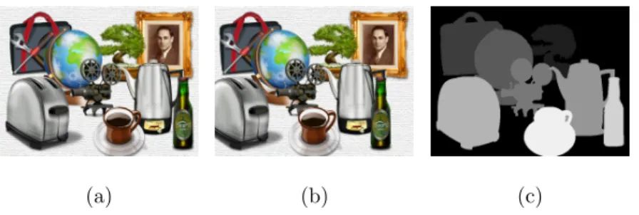Figure 2.9: First synthetic stereo testing image set. (a) Left image L. (b) Eighth right image R 8 
