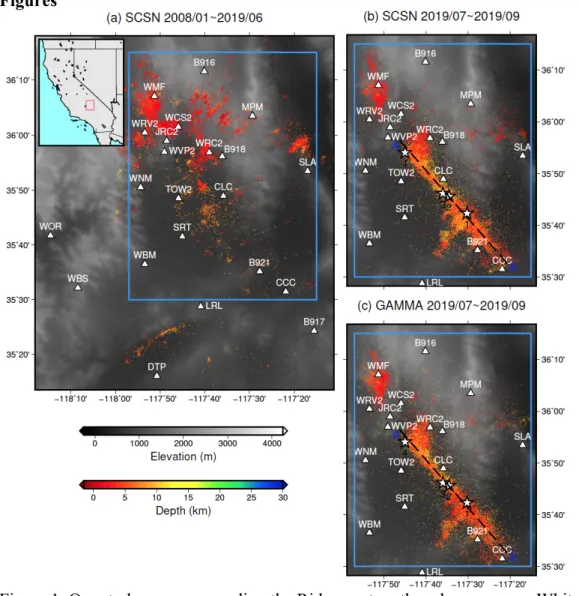 Figure 1. Our study area surrounding the Ridgecrest earthquake sequence. White 