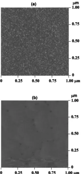 FIG. 2. Typical AFM images of sample A 共a兲 and sample B 共b兲.