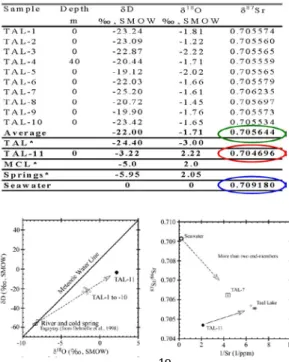Table 1 Major and minor elemental  contents (ppm) in water samples from  Lake Taal. * Data from Delmelle et al.,  1998