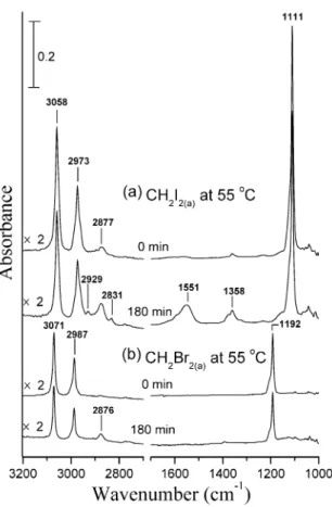 Fig. 2 Infrared spectra taken before and after holding the TiO 2