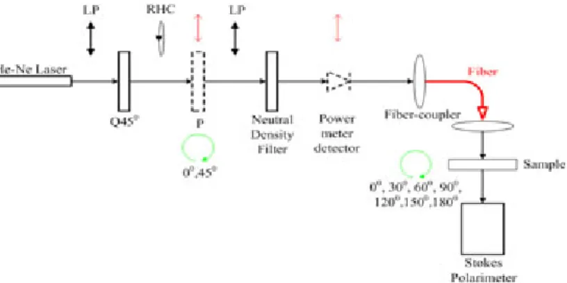 Fig. 1. Schematic diagram of fiber-type polarimeter used to extract LB sample parameters using genetic algorithm.