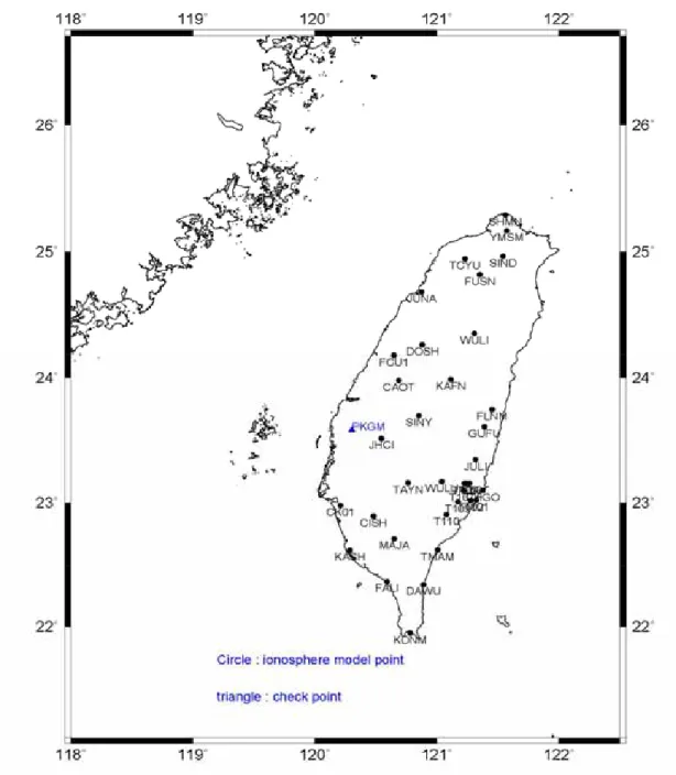 圖 4.2  e-GPS 台灣地區參考站網形分布圖 
