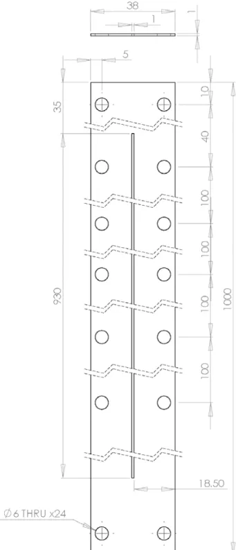 圖 3-3 矩形溝槽夾板工程圖(單位：mm)。 
