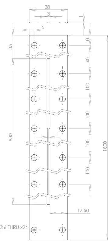 圖 3-7 突擴溝槽夾板工程圖(單位：mm)。 