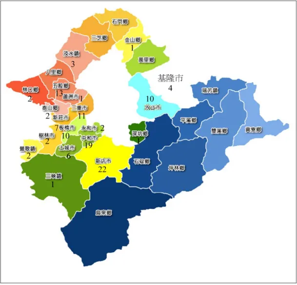 圖 3.1.5 台北縣集團企業子公司區位分布圖 