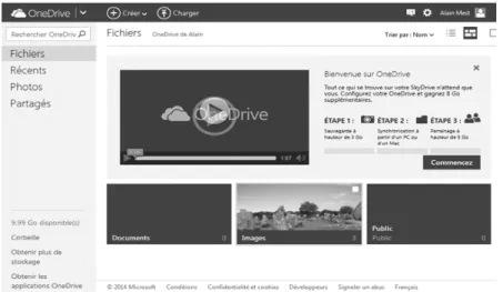 圖 2-13 Microsoft OneDrive 雲端網路硬碟介面  資料來源：Microsoft（2014）  Microsoft OneDrive 是微軟所推出的網路硬碟及雲端服務。使用者可以上傳 它們的檔案到網路伺服器上，也可以直接編輯和觀看 Microsoft Office 文件。 Microsoft OneDrive 同時推出同步上傳與下載軟體，可於電腦直接存取和同步檔 案。Microsoft OneDrive 可以限制使用者決定是否將檔案與公眾分享，或是只限 制聯絡清單上的人才能存取。而對所有