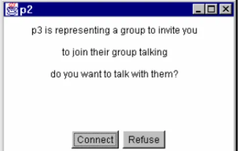 Figure 22. The group invitation calling card presents on user p2's  screen. 