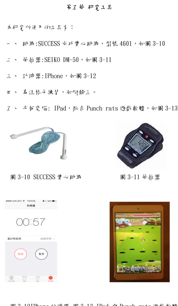 圖 3-10 SUCCESS 實心跳繩            圖 3-11 節拍器 