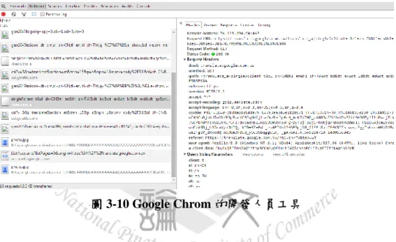 圖 3-10 Google Chrom 的開發人員工具 