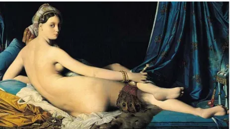 圖 6  安格爾  (Jean- Auguste Dominique Ingres，1780－1867)，《大宮女》（The Grand  Odalisque） （又名《土耳其浴女》） ，1814 年，布面油畫，91×162cm，羅浮宮（Musée du  Louvre） ，巴黎，法國 
