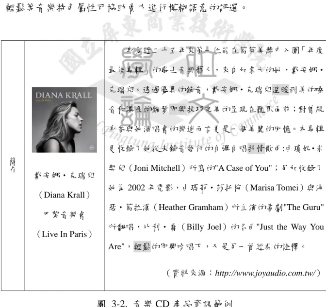 圖 3-2. 音樂 CD 產品資訊範例 