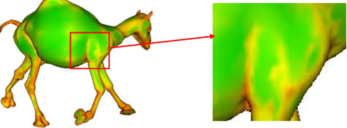 圖  9、Discrete Shape Operator 在 3D camel 動畫序列之不同影格模型上的變化 