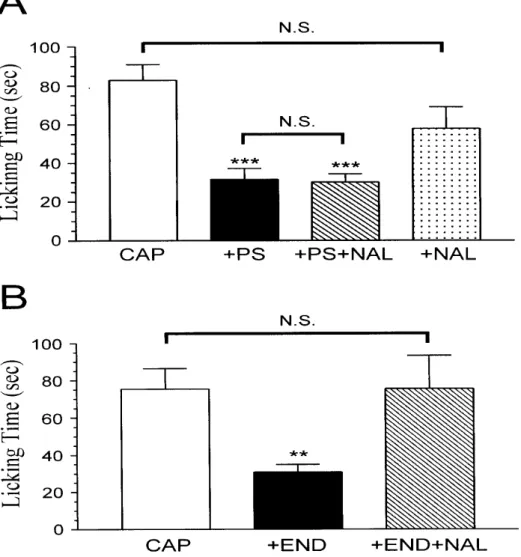 Fig. 9. PS does not act via the opioid mechanism to inhibit capsaicin-induced  nociceptive response