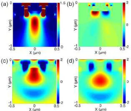 Fig.  2  The  contour  plots  of  the  fields.    (a)  The  time-averaged  contours of the E x energy