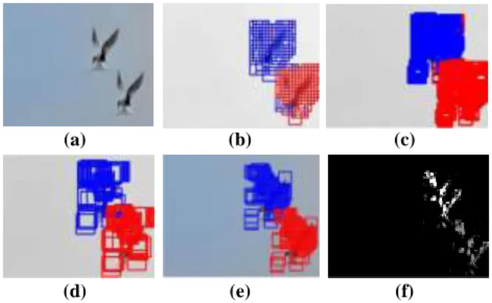 Figure 7.Forgery detection result (a) tampered image   (b)  detection  result  on  LL L   level  image  (c)  detection  result  onLL L-1   level  image  (d)  detection  result  on  LL L-2   level  image  (e)  detection  result  on  tampered  image(f)Duplic