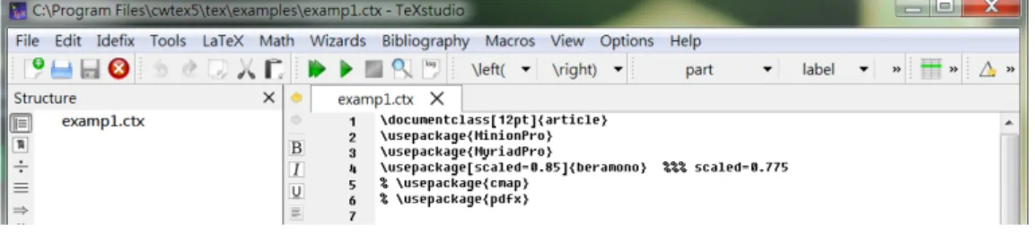 圖 2: TeXstudio 排版視窗
