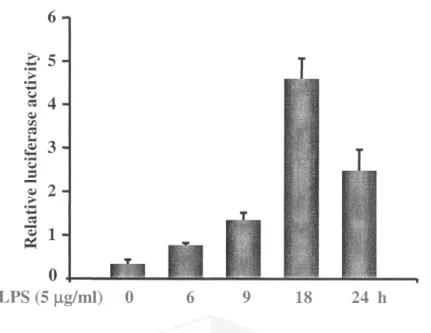 Figur e 1. Time-dependent effect of LPS on the activity of IL-10 pr omoter .