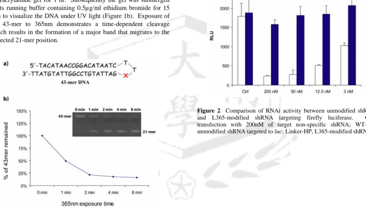 Figure 1.  (a) A 43-mer DNA with L365 incorporated at the 22 nd position.  X denotes L365
