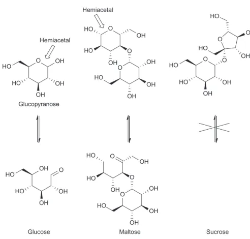 Figure 8.2 Cyclic and acyclic sugar conformations.