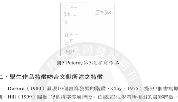 圖 5 Peter的第5次書寫作品
