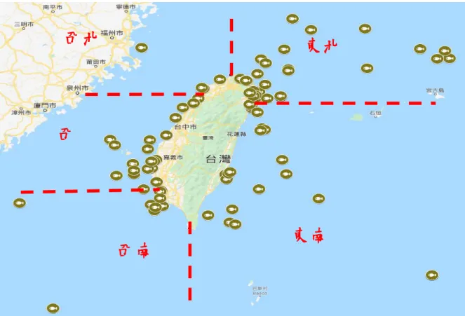 圖 4.1.5  海生物取樣位置圖 