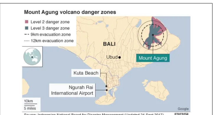 圖 3    9 月 24 日阿貢火山疏散撤離範圍圖  資料來源：美國 BBC 新聞網，2017 