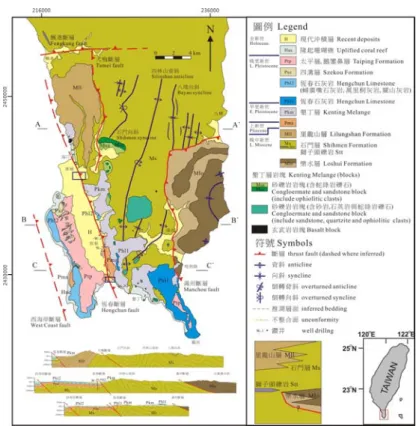 圖 2-6、恆春半島地質圖（陳文山等，2005a） 