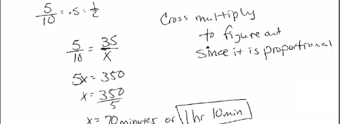 Figure 1.    A prospective teacher’s solution    using a proportion for an invariant problem 