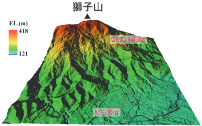圖 9  研究區域三維數值地形 