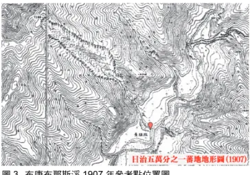 圖 3  布唐布那斯溪 1907 年參考點位置圖 