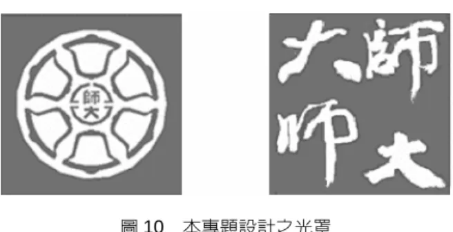 圖 10   本專題設計之光罩 微影步驟中留下的光阻去除，因為光阻在此做了遮蓋的功 能，所以在這個掀離的過程中，也會將其上的氧化鎢薄膜 去除，使之留下我們所需要的氧化鎢薄膜，達到光罩定義 薄膜圖案的效果。注意實驗過程中需注意超音波震盪的強 度，以避免結構遭到破壞。  3