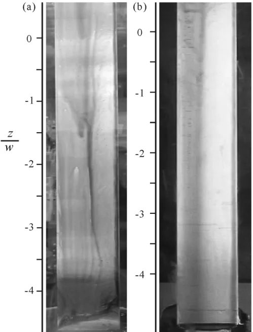 Fig. 2 Surface-oil flow patterns on face B of square cylinder. Re w  =  7.7 × 10 4 ,  α  = 0 o 