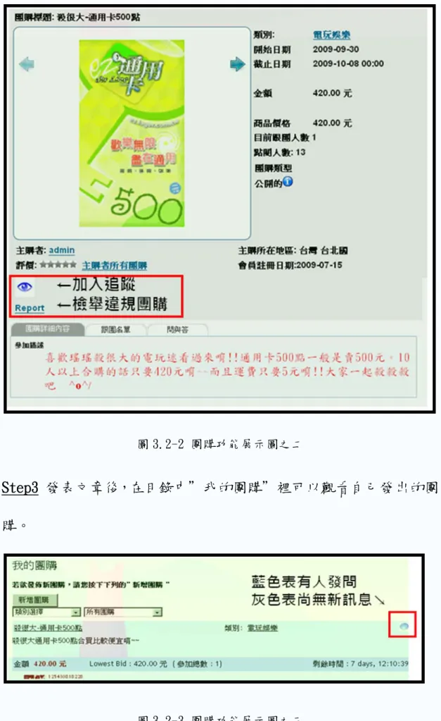 圖 3.2-2 團購功能展示圖之二 