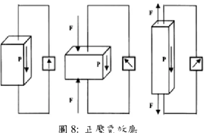 圖 8: 正壓電效應  II.  逆壓電效應（Converse Piezoelectric Effect） 