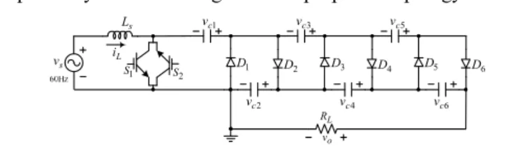 Fig. 2:  The proposed converter with three-stage Cockcroft-Walton rectifier 