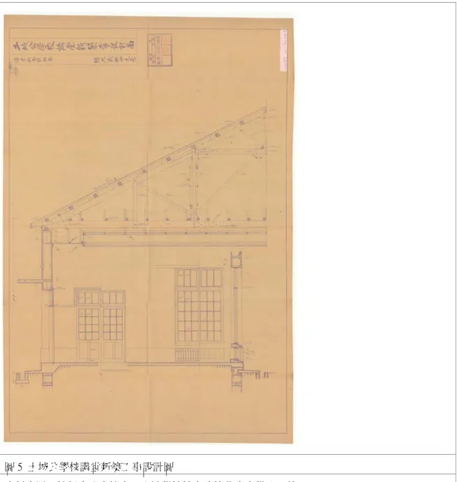 圖 5  土城公學校講堂新築工事設計圖 